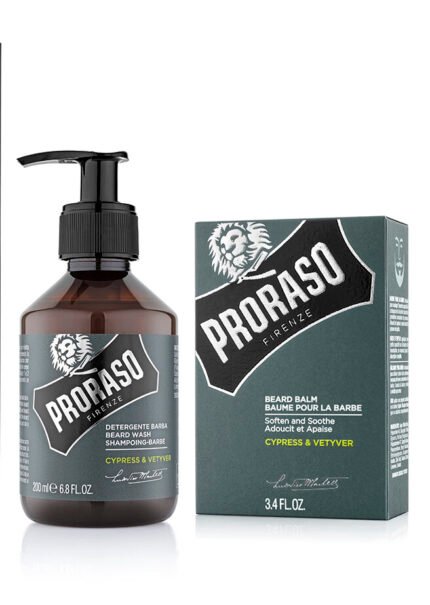 подарунковий набір для гоління картонна коробка proraso press and vetyver Подарунковий набір для гоління Proraso в картонній коробці, колекція Cypress&Vetyver, 200/100 мл