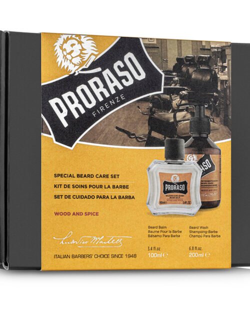Подарунковий набір для гоління Proraso в картонній коробці, колекція Wood and Spice, 200/100 мл