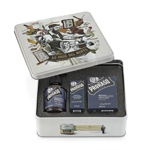 Подарунковий набір для догляду за бородою Proraso, колекція Azur Lime, 200/100/30 мл