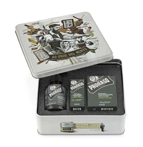 Подарунковий набір для догляду за бородою Proraso, колекція Cypress&Vetyver, 200/100/30 мл