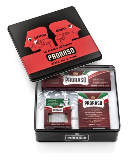 Подарунковий вінтажний набір Proraso Prima&Dopo для жорсткої щетини, 100/150/100 мл