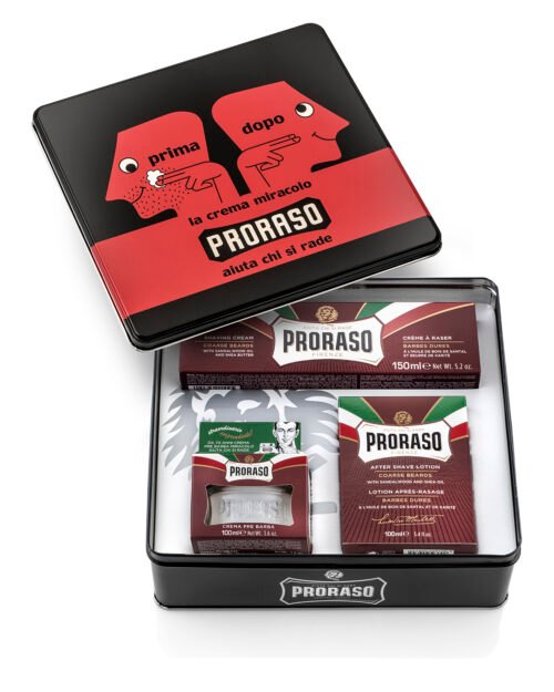 Подарунковий вінтажний набір Proraso Prima&Dopo для жорсткої щетини, 100/150/100 мл