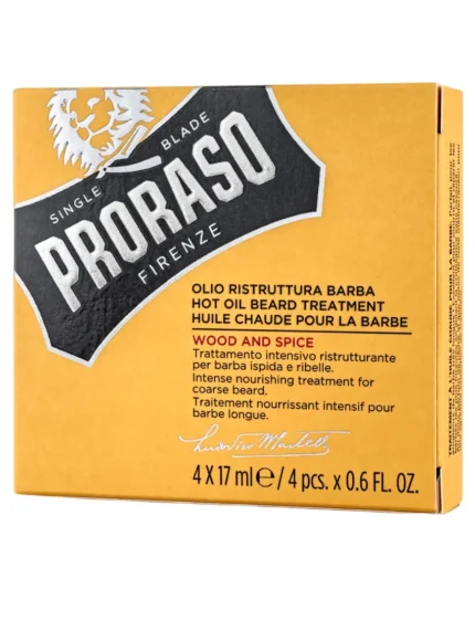 Розігріваюча олійка для догляду за бородою Proraso, колекція Wood and Spice, 4*17 мл